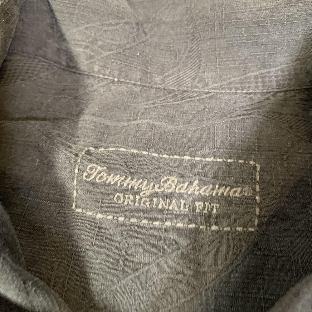 Tommy Bahama Shirt Mens XL Black 100% Silk Palm Leaf Hawaiian Short Sleeve - Picture 3 of 8